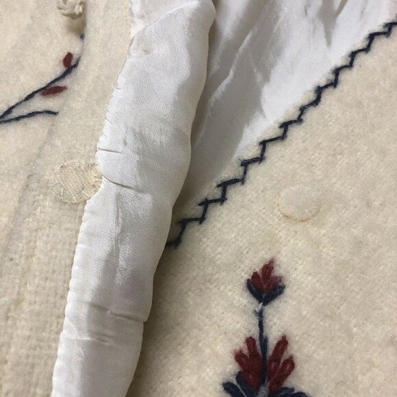 Vintage Fast Dves Wool Floral Embroidered Greece Jacket S Woman Hipster Grandma - Picture 12 of 12